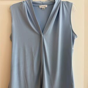 Calvin Klein Light Blue V-Neck Blouse